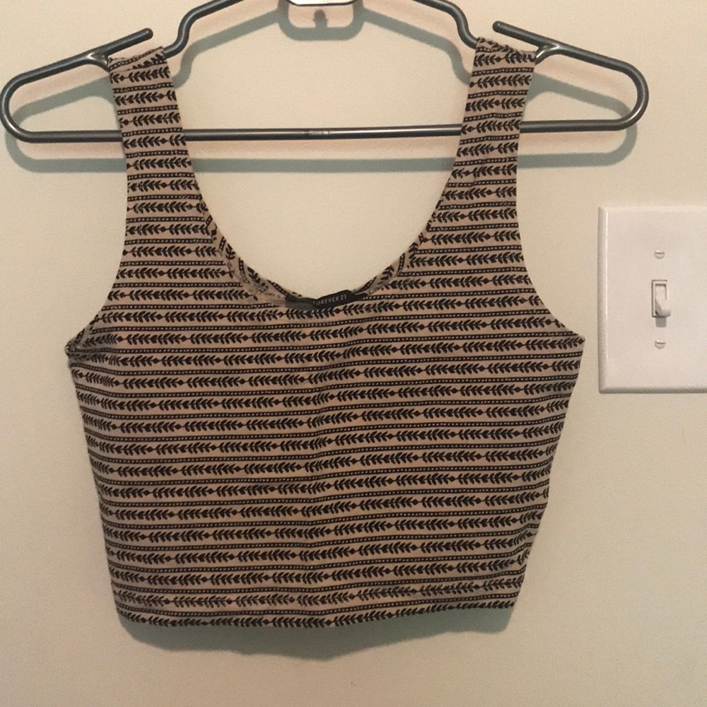 Beige and black crop top
